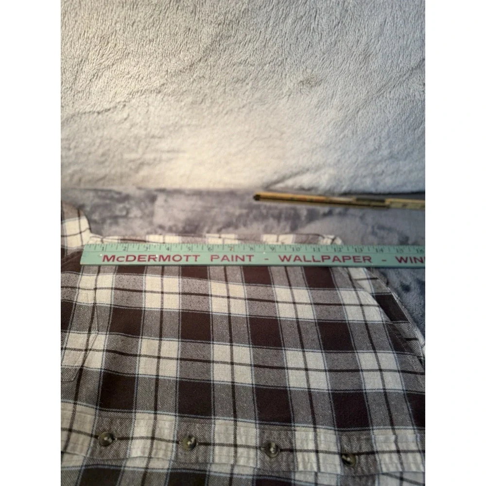 Gymboree Boys Sz M 7/8‎  Collared Shirt Brown Plaid Button Up Woven Preppy